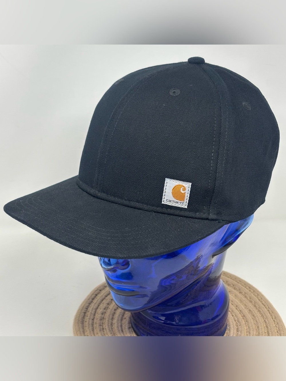 Carhartt Men's Firm Duck Flat Brim Cap Black Canvas Moisture Wicking Fastdry OS